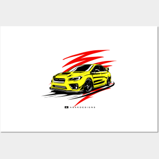 subie WRX sti illustration vector art Posters and Art